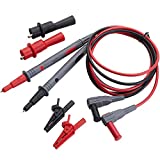 WGGE WG-011 Test Lead and Safety Alligator Clips,Multimeter Test Leads Kit CAT III 1000V & CAT IV 600V with Threaded Alligator Clips, 4mm Test Lead Probe Tip. (WG-011)