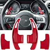 Steering Wheel Shift Paddle Extended Shifter Trim Cover for Ford Mustang 2015 2016 2017 2018 2019 2020 2021 Interior Decoration Accessories Aluminum Alloy (Red 2PCS)