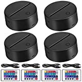 4 Pack 3D Night LED Light Lamp Base + Remote Control + USB Cable, EEEKit 16 Colors Light Show Display Stand for Acrylic and Plexiglass, Decorative Lights for Room Shop Restaurant (Black)