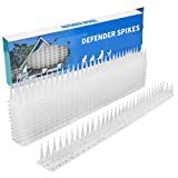 Defender Spikes, 12 Pack Plastic Bird Spike, Outdoor Wall Cat Spikes - Keep Off Pigeon, Woodpecker, Raccoons and More, 17 Feet Anti-Theft Climb Strips