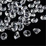 OUTUXED 300pcs 0.8"(20mm) Clear Diamonds Crystals Acrylic Gems Wedding Table Scattering Gemstones Christmas Party Decorations Bridal Shower Vase Fillers, 1.5 LB, with 1 Large Velvet Pouch