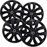 15 inch Hubcaps Best for Nissan Rogue - (Set of 4) Wheel Covers 15in Hub Caps Ice Black Rim Cover - Car Accessories for 15 inch Wheels - Snap On Hubcap, Auto Tire Replacement Exterior Cap