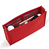 Vercord Felt Purse Insert Organizer LV 26 19 Toiletry Pouch Insert with D Ring Attach Chain Strap Red L