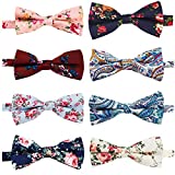 8 Pcs Elegant Floral Pre-tied Bow ties Formal Tuxedo Bowtie Set with Adjustable Neck Band,Gift Idea For Men And Boys (8 Pcs)