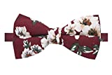 Spring Notion Men's Cotton Floral Print Bow Tie, 37-Burgundy