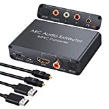 CAMWAY Digital to Analog Audio Converter,HDMI ARC Audio Extractor HDMI Audio Return Channel,with Digital HDMI Optical SPDIF Coaxial and Analog 3.5mm L/R Stereo Audio Converter,Coaxial to 3.5mm and RCA