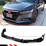 Akasaka 5 Pieces Design Painted Glossy Black Front Bumper Splitter Lip Spoiler Kit Compatible with 2018-2020 Honda Accord Model