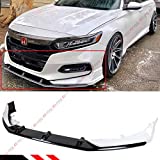 Akasaka 5 Pieces Design Platinum White Pearl Front Bumper Splitter + Glossy Black Lip Spoiler Kit Compatible with 2018-2020 Honda Accord Model