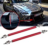 Xotic Tech 2pc Adjustable 8"-11" Front Bumper Lip Splitter Diffuser Strut Rod Tie Bars Splitter Support Rod Compatible with Most Vehicles [Red]