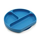 Bumkins Silicone Grip Dish, Suction Plate, Divided Plate, Baby Toddler Plate, BPA Free, Microwave Dishwasher Safe – Dark Blue