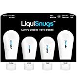 LiquiSnugs Premium - 100% Guaranteed Leak Proof Silicone Travel Bottles For Toiletries - TSA Approved Container. Premium Range Travel Shampoo Bottles with Suction Cups and Adjustable Labels - by TravelSnugs