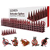 LESES Bird Spikes Deterrent Spikes Birds Repellent Spikes, Pigeons Spikes Outdoor Anti-Climb Plastic Security Fence Spikes of 12 Pack [16.5 FT]