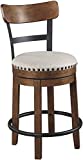 Signature Design by Ashley Valebeck Rustic Farmhouse 24.5” Counter Height Swivel Bar Stool, Brown