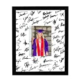 GraduatePro 11x14 Graduation Signature Board Picture Frame with 5x7 Mat for Wedding Birthday Guest Book Signing, Black with White Mat