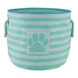 Bone Dry Pet Storage Collection Striped Paw Patch Bin, Large Round, Aqua