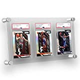 PREZA Trading Card Display Case for Wall - Graded Sports Card Mount for PSA Trading Cards - Pokemon, Basketball, and Baseball Card Display (3 Cards)