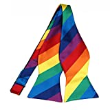 TieMart Striped Self-Tie Bow Tie (Rainbow)