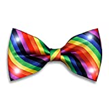 Rainbow Stripes Light Up Bow Tie with White LED Lights