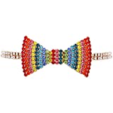 Rosemarie & Jubalee Women's Fabulous Sparkling Rainbow Choker Bow Tie Necklace, 12"-17" with 5" Extender