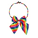 Allegra K Women's Striped Pre-Tied Uniform Adjustable Bowknot Bow Tie for Cosplay Costume One Size Rainbow