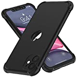 ORETECH Designed for iPhone 11 Case, with[2 x Tempered Glass Screen Protector] 360° Full Body Heavy Duty Shockproof Protection Cover Hard PC Soft Rubber Silicone for iPhone 11 (2019) - 6.1''- Black