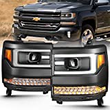 Anzo USA 111373 Projector Headlight Set Clear Lens Black Housing Amber Reflector Pair w/Plank Style Back Not For Use w/Factory LED Headlights w/o HID Kit Projector Headlight Set