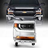 ACANII - For [HID/Xenon Model] 2016-2018 Chevy Silverado 1500 LED DRL Projector Headlight Headlamp Right Passenger Side