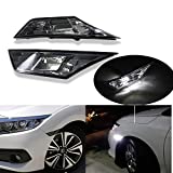 AutoJoy Club JDM Smoked Lens White Full LED Bulb Front Side Marker Light Compatible With 2016-2021 10th Gen Honda Civic Sedan Coupe Hatchback, Powered by 90-SMD LED, Replace OEM Sidemarker Lamps