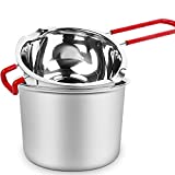 Double Boiler Chocolate Melting Pot,2 Pack Stainless Steel Insert Melting Pot with Heat Resistant Handle for Chocolate,Butter,Candle,Candy and Soap(680ml and 1600ml)