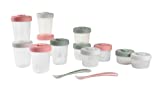BEABA Clip Containers Set of 12 + 2 Spoons, 3 oz, 5 oz and 8 oz Baby Food Storage Containers with Lid, Baby + Toddler Snack Containers (Eucalyptus)