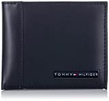 Tommy Hilfiger Men's Leather Wallet - Thin Sleek Casual Bifold with 6 Credit Card Pockets and Removable ID Window, Navy Cambridge