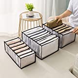 Drawer Organizers for Clothing Wardrobe Clothes Organizer,7 Grids Jeans Compartment Storage Box Foldable Closet Drawer Organizer Clothes Drawer Mesh Separation Box for Jeans (Grey, 2pc-Large)