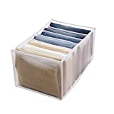 Wardrobe Clothes Drawer Organizer for Clothing- Camiraft Washable & Foldable Closet Organizers and Storage Box Divider Closet Organizers for Jeans Legging T-Shirts Underwear Socks（White,1pcs-7 Grids)