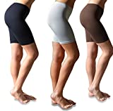 Sexy Basics Womens 3 Pack Buttery Soft Brushed Active Stretch Yoga Bike Short Boxer Briefs (3 Pack- Black/Brown/Silver, XX-Large)