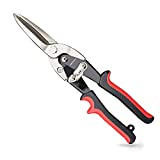 TOOLEAGUE Aviation Tin Snips for Cutting Metal Sheet Tin Cutting Shears with Forged Blade, Heavy Duty Metal Cutter Long Straight Cut 12 inches Metal Shears