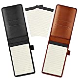 2 PACK Small Pocket PU Leather Business Notebook Cover Jotter Multifunction A7 Mini Notepad, Wide Lined 50 Pages to Do List Pads, Personal Daily Weekly Planner