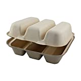 World Centric - TO-SC-T3 100% Compostable Takeout Containers by , Made from Unbleached Plant Fiber, 3 Compartment Taco Take Out Containers, 8" x 7" x 3" (Pack of 300)