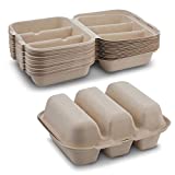 Pulp Fiber Tri Compartmental Taco Holder Disposable Size 8” x 7” x 3" Keeps Taco Upright By MT Products (15 Pieces)