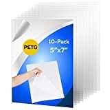 CalPalmy 10 Pack of 5x7” PETG Sheet/Plexiglass Panels 0.040” Thick; Use for Crafting Projects, Picture Frames, Cricut and More; Protective Film That is Safe for Adults and Children