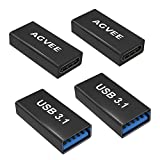 AGVEE [4 Pack USB-A 3.0 Female to USB-C Female Adapter, USB Type-C 3.1 Gen-1 Converter Coupler Extension Extender for MacBook Pro/Air, iPad Pro 2020 2018 Air 4, Samsung S20 S10 Note 20 10, Black