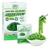 GREEN FOOD Sea Grapes - Dehydrated lato, Organic seaweed - Umibudo - Green caviar - Caulerpa lentillifera - Delicious Crunchy Healthy Freshness from the Ocean (3.53 OZ/100g of 5 packs)