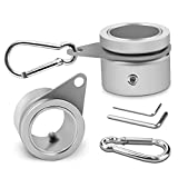 Flag Pole Rings, Aluminum Alloy Flagpole Rings 360° Rotating Anti Wrap Flag Mounting Ring, Spinning Flag Pole Clips with Carabiner for 0.75-1.02 Inch Diameter- Pack of 2 (Matte Silver)