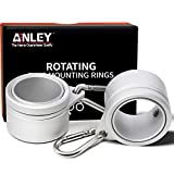 Anley 1.25" Aluminum Flagpole Mounting Rings Set - Anti Wrap 360° Rotatable Ring with Carabiners - Ideal for 1-1/4 Inch Diameter Flag Pole & Flag with 2 Grommets (Silver, Pack of 2)