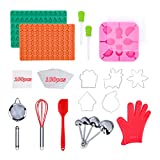 Baking Supplies Tools- TAZODA Baking Supplies with Chocolate Candy Gummy Molds, Cookie Cutters Shapes Baking Set and Silicone Lollipop Molds for Making Biscuit Chocolate Gummy Lollipop