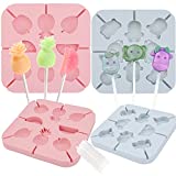 Konsait Silicone Candy Gummy Fruit Animal Molds 2Pack Pineapple Watermelon Elephant Cattle Candy Chocolate Lollipop Molds with Paper Stick,Cookies Baking Tools for Kids Summer Decor Party Supplies