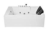 Empava 72" Acrylic Whirlpool Bathtub 2 Person Hydromassage Rectangular Water Jets Alcove Soaking SPA Double Ended Tub Model 2021, 72 Inch, White