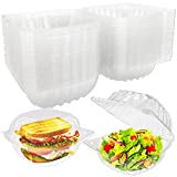 100Pcs Clear Plastic Take Out Containers,Square Hinged Food Container,Disposable Clamshell Dessert Trays Holders Boxes for Cake,Salad,Sandwiches,Hamburger,Pasta,Chips,5 x 4.7 x 2.8 Inch