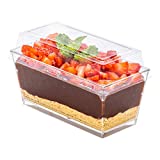 5 Ounce Disposable Bakery Containers, 100 Rectangle Cake Containers - With Lids, Package Appetizers or Snacks, Clear Plastic Dessert Containers, For Small Loaf Cakes or Cake Rolls - Restaurantware