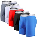 KAMUON Men’s Sexy Long Leg Silky Smooth Quick Dry Pouch Boxer Briefs Underwear (US 2XL (Asian Tag 6XL), 5 Pack-Multicolor #3)
