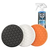 Chemical Guys HEX_3KIT_5 5.5" Buffing Pad Sampler Kit, 4 Items, (1) 16 oz Polishing Pad Cleaner + (3) 5.5" Buffing Pads that Work with 5" Backing Plates